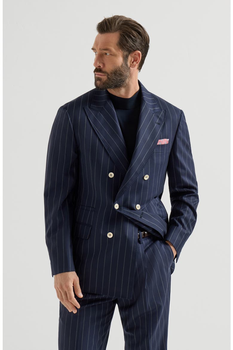 Wide chalk stripe blazer, Main, color, Blue