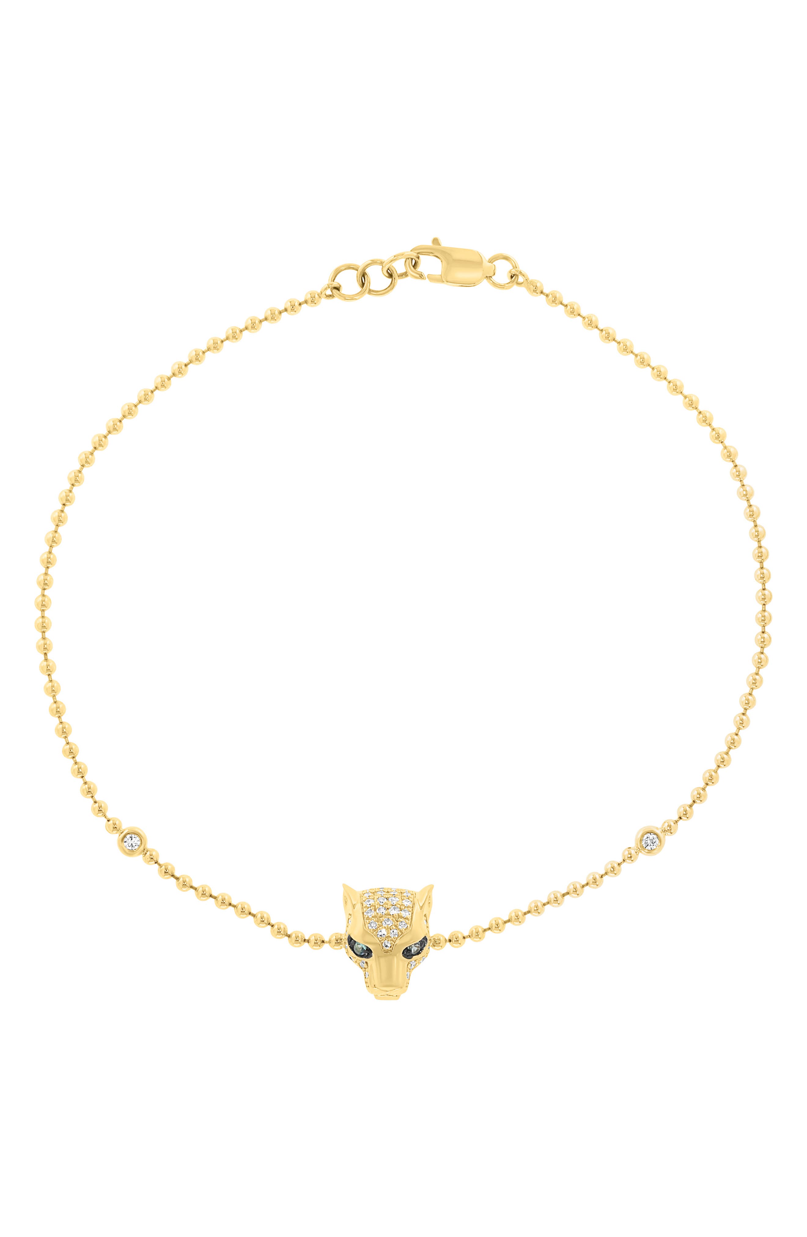 Pavé Diamond & Emerald Panther Head Bracelet