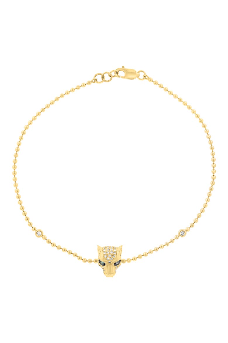 Pavé Diamond & Emerald Panther Head Bracelet, Main, color, GOLD