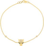 EFFY Pavé Diamond & Emerald Panther Head Bracelet