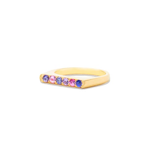 Campbell + Charlotte Edge Straight Stacking Ring In Gold
