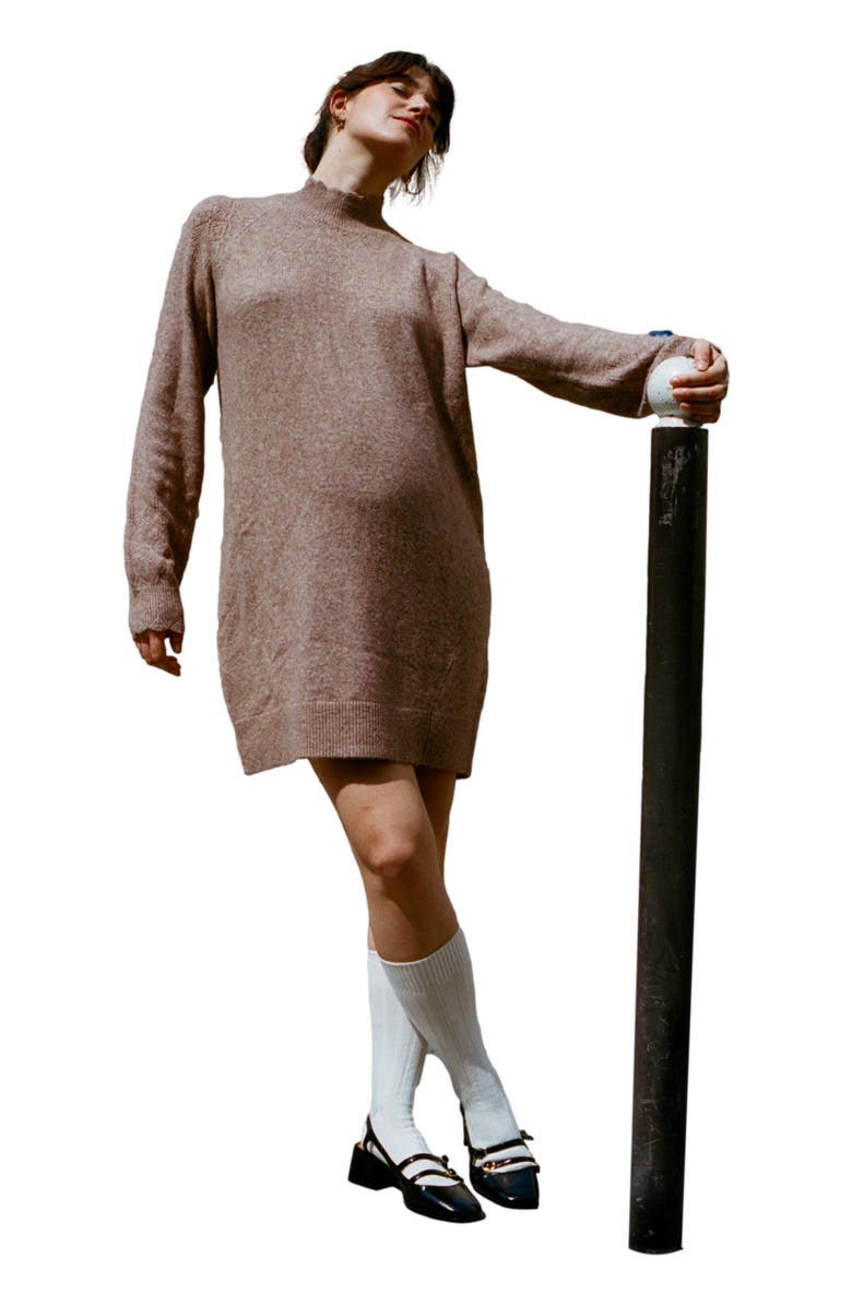 HATCH The Cozy Pointelle Poise Mini Dress, Alternate, color, Mocha