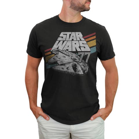 Men's Star Wars A New Hope Retro 77 Millennium Falcon Stripes  Graphic T-Shirt
