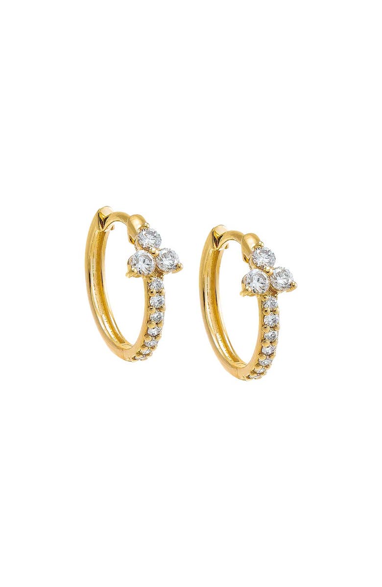 BY ADINA EDEN Diamond Pave Trio Cluster Huggie Earring 14K, Main, color, 14K Gold