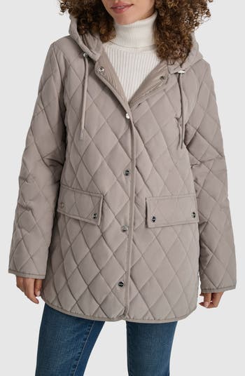 DKNY Hooded Diamond Quilted Coat | Nordstromrack