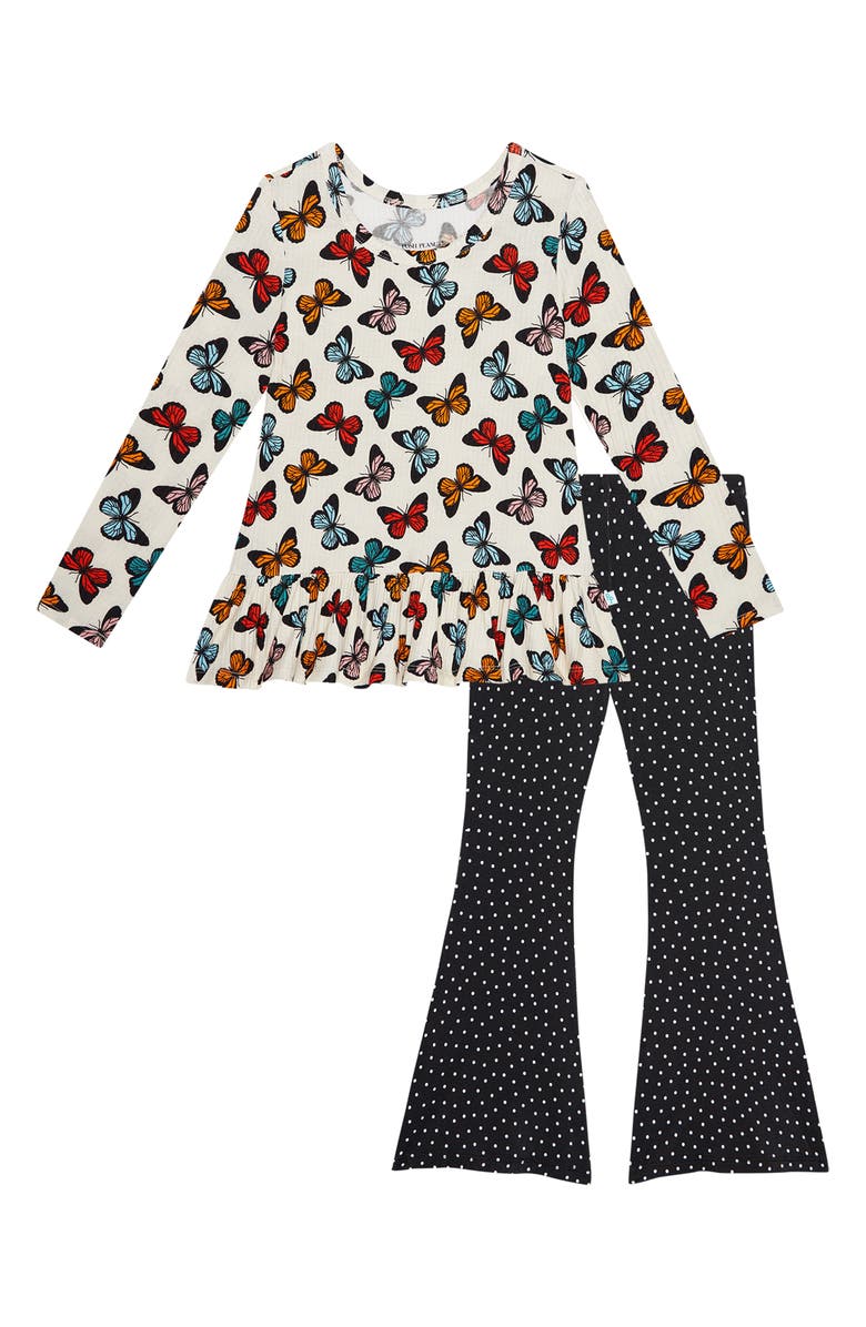 Posh Peanut Kids' Liarisa Long Sleeve Top & Flare Pants Set, Main, color,