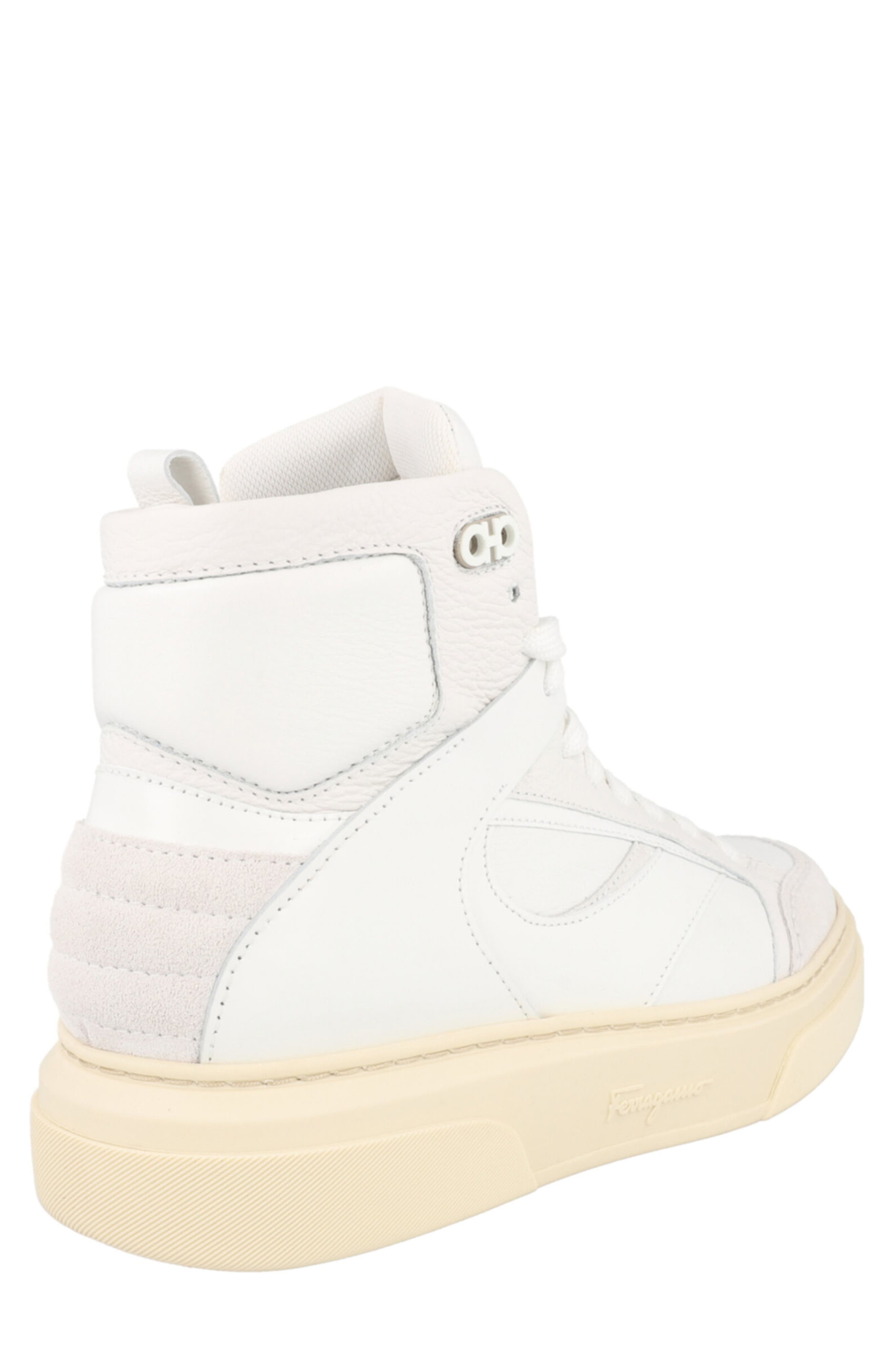 FERRAGAMO Cassio High Top Sneaker, Alternate, color, White