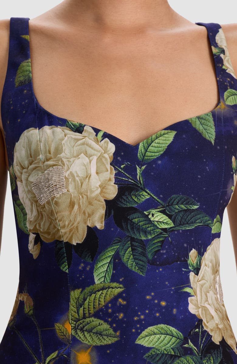 Alice + Olivia Eve Floral Beaded Cocktail Dress, Alternate, color, Twilight Eden