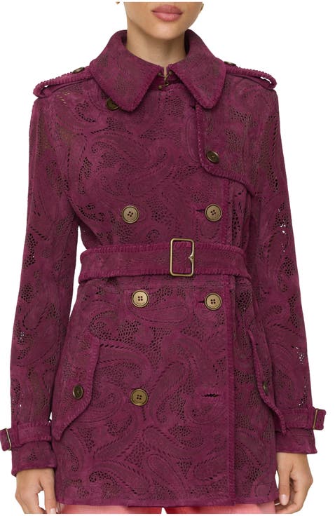 Short Paisley Suede Foxfield Trench Coat
