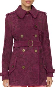 Burberry Short Paisley Suede Foxfield Trench Coat
