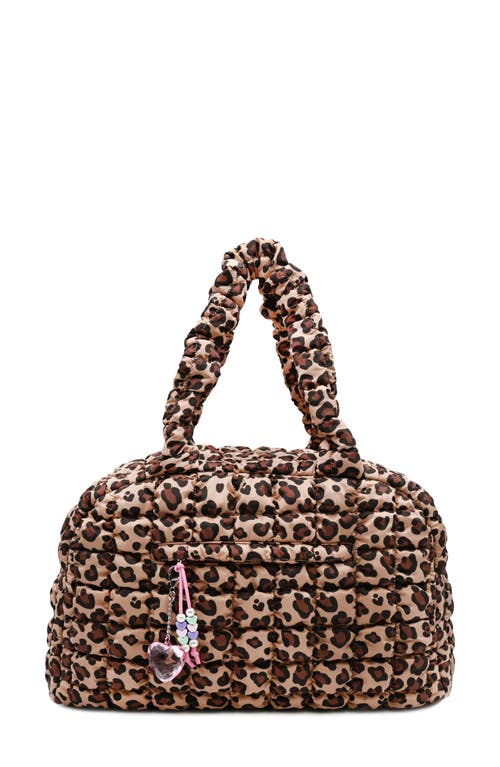Omg Accessories Leopard Print Scrunch Duffle With Charm In Multi