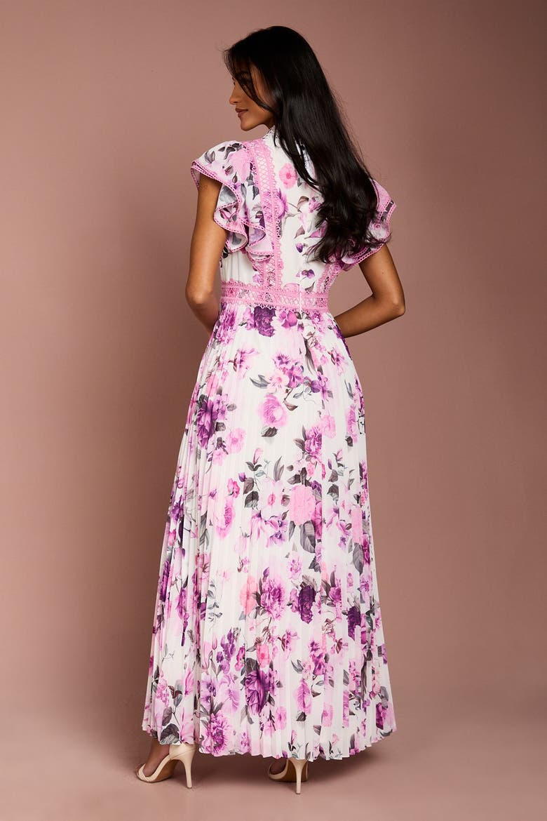 Petite Lace Collar Frill Maxi Dress, Alternate, color, Ivory