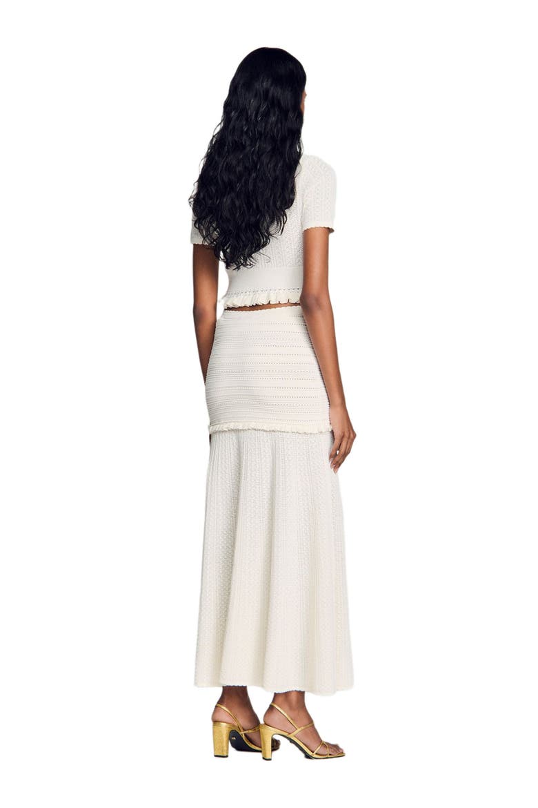 Pointelle knit maxi skirt, Alternate, color, Ecru