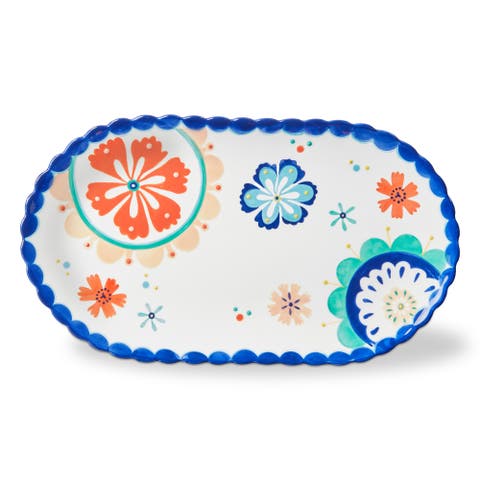 Eclectic Fun Oval Earthenware Platter Multi 15 x 8.5 in