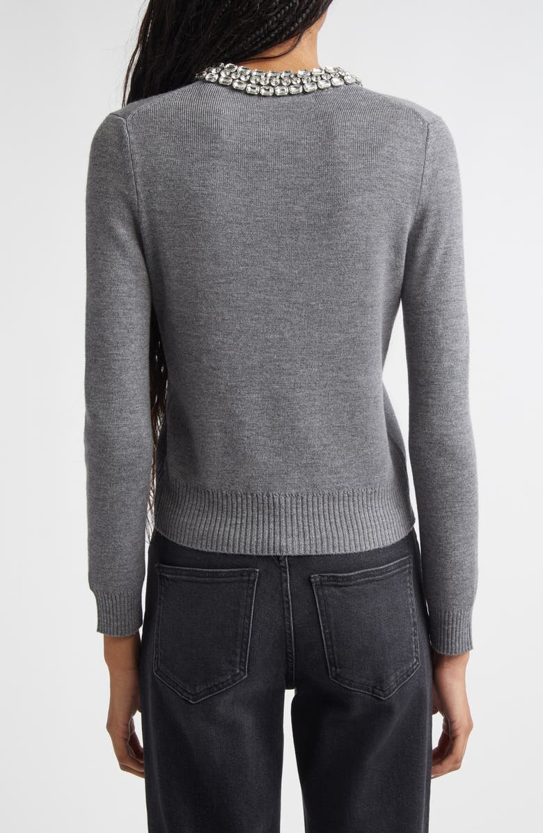 Veronica Beard Daro Embellished Collar Cardigan, Alternate, color, Dark Heather Grey