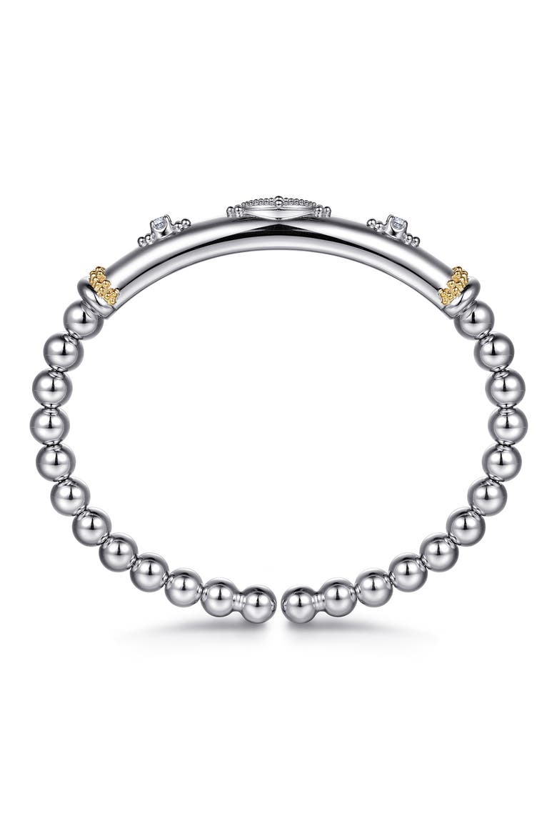 Bujukan 14K Gold & White Sapphire Split Bangle Bracelet, Alternate, color, SILVER/ 14K YELLOW GOLD