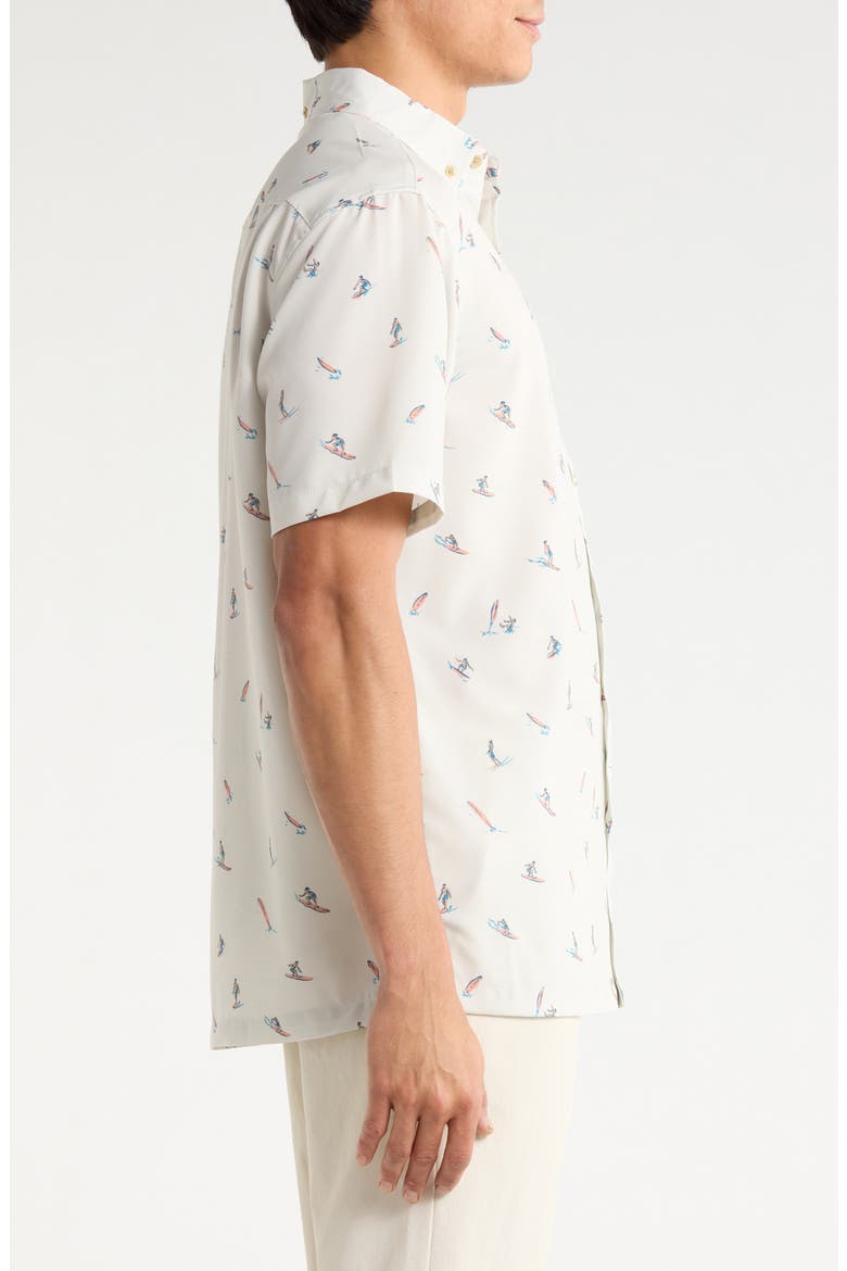 Surfs Up Short Sleeve Button-Down Shirt, Alternate, color, NATURAL