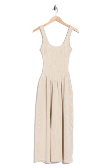 Vigoss Basque Waist Knit Midi Dress In Oatmeal
