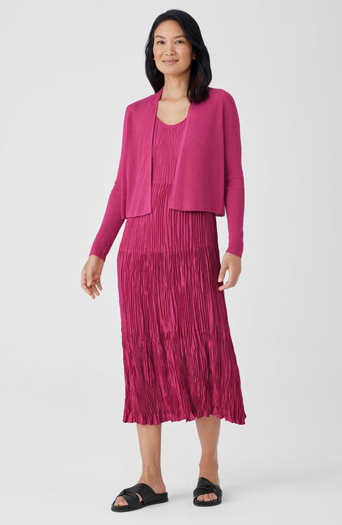 Shop Eileen Fisher Ribbed Organic Linen & Cotton Cardigan In Geranium