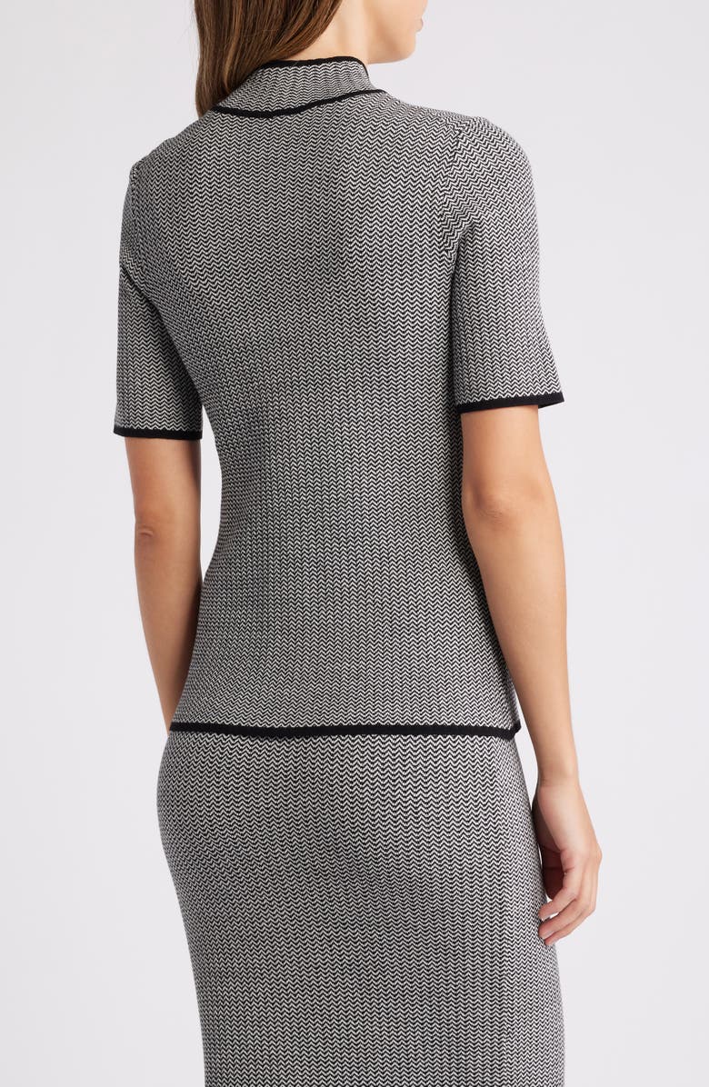 Anne Klein Chevron Pattern Short Sleeve Sweater, Alternate, color, 