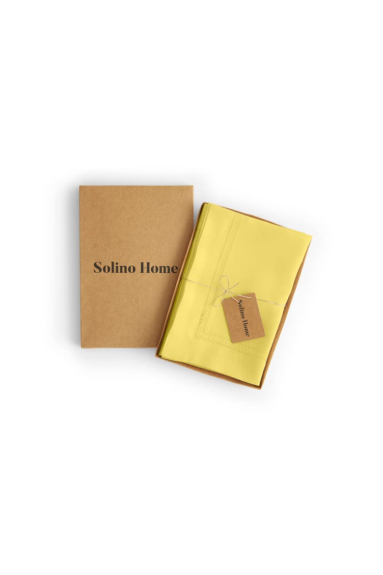 Linen Dinner Napkins Set of 4, 20 x 20" - Linen Double Hemstitch, Alternate, color, Sunshine Yellow