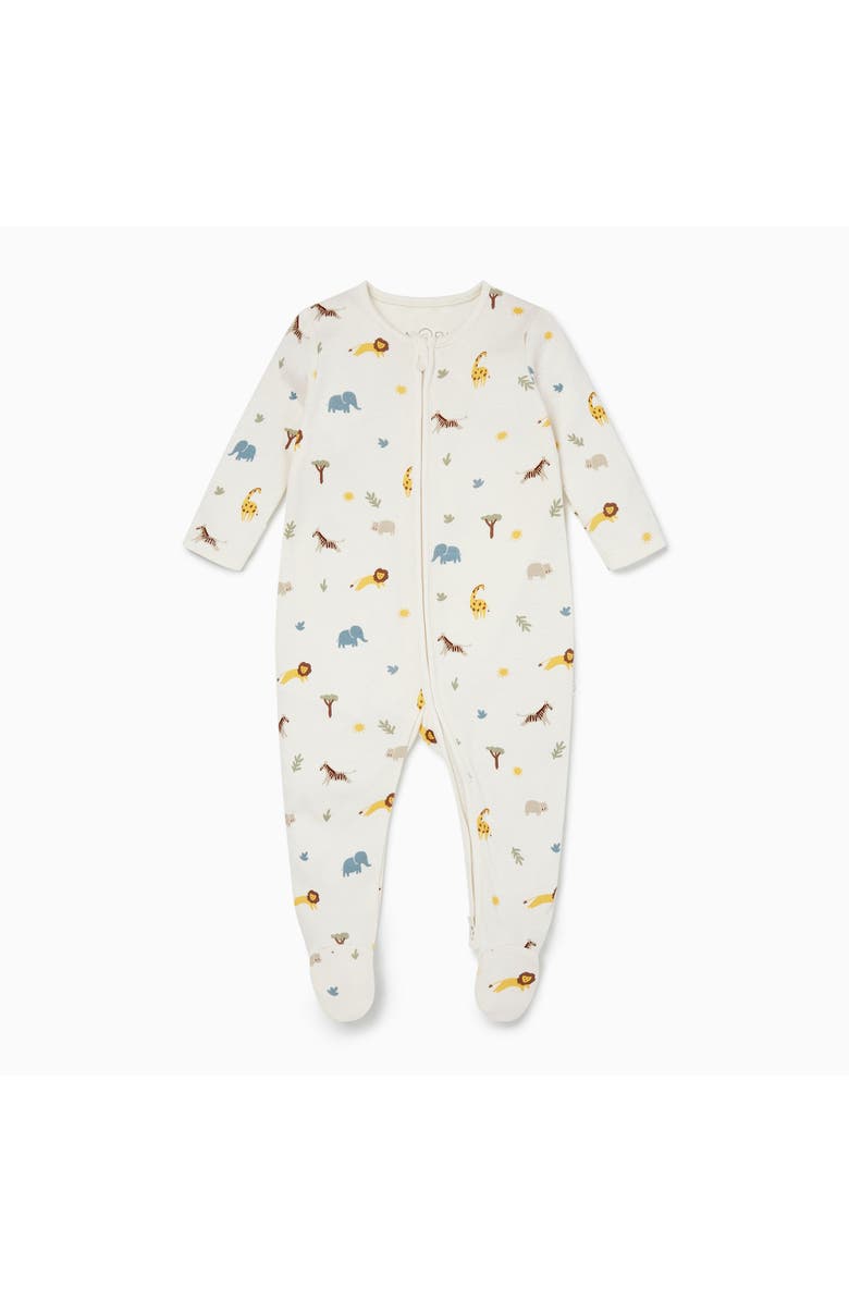 MORI Safari Print Two Way Zip-Up Sleepsuit, Main, color, Safari
