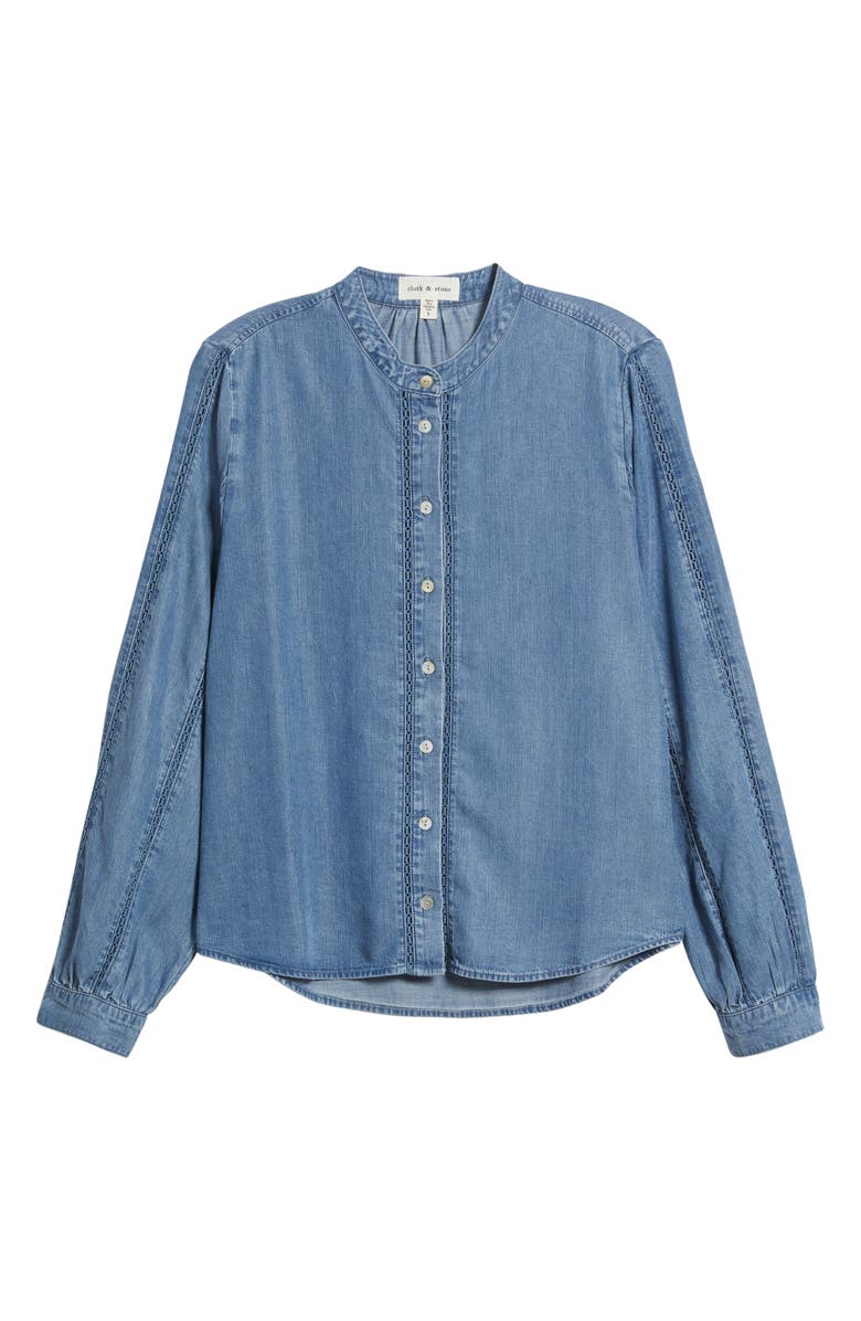 Cloth & Stone Lace Trim Denim Shirt, Alternate, color, Winter Tides Wash
