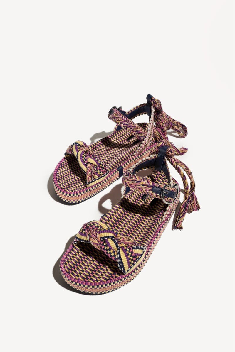 Carolina Braided Lace Up Platform Sandal, Alternate, color, Isle