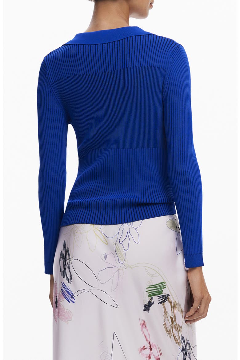 Rib V-Neck Cardigan, Alternate, color, KLEIN BLUE