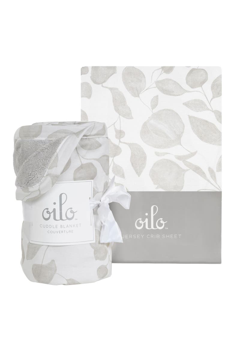 Leaf Cuddle Blanket & Fitted Crib Sheet Set, Main, color, TAN