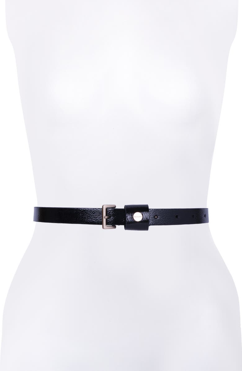 AllSaints Logo Stud Leather Belt, Alternate, color,