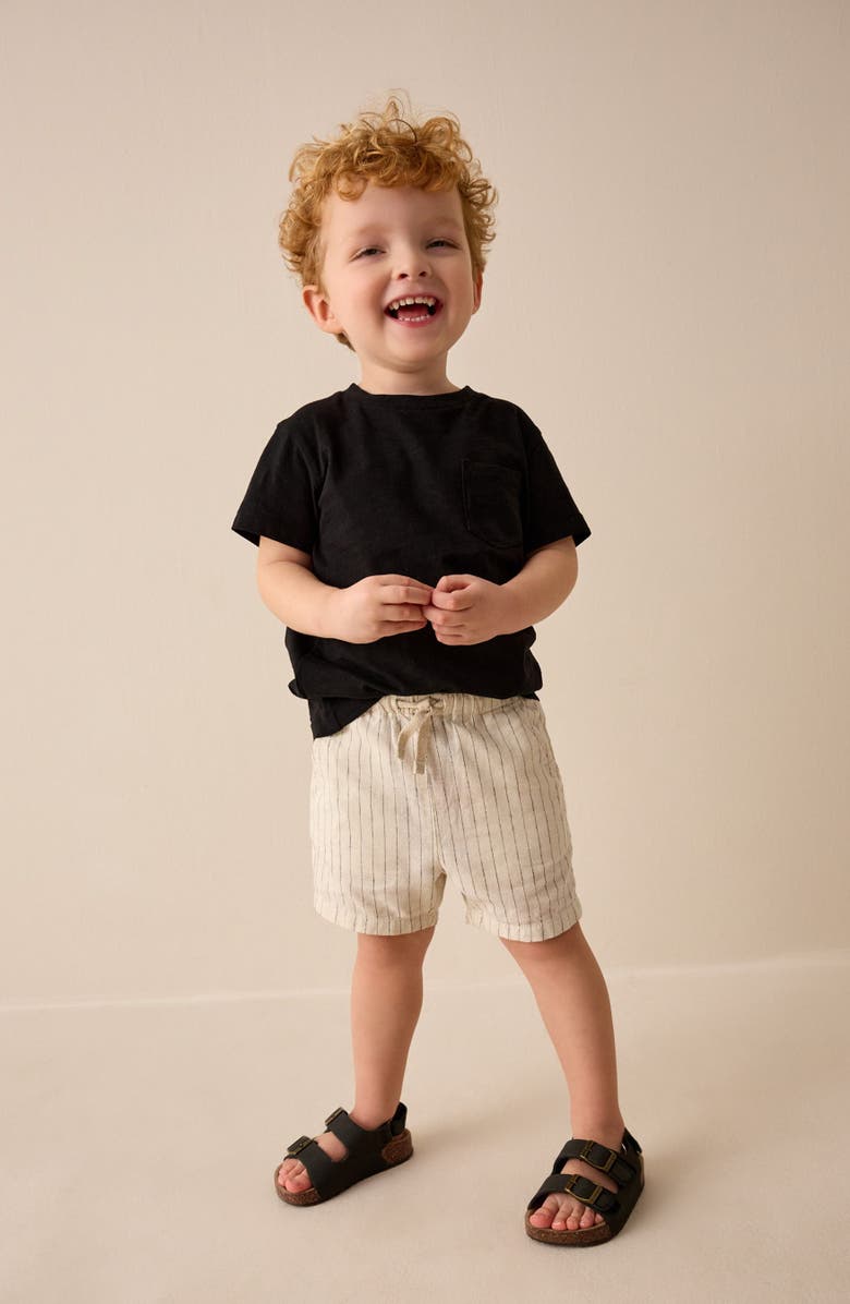 NEXT Kids' Striped Cotton Blend Drawstring Shorts, Alternate, color, Neutral