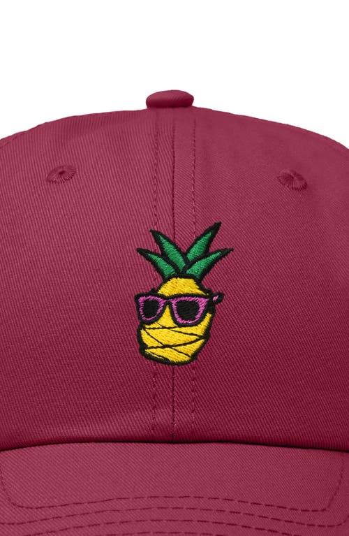 Dalix Pineapple Embroidered Dad Hat In Maroon