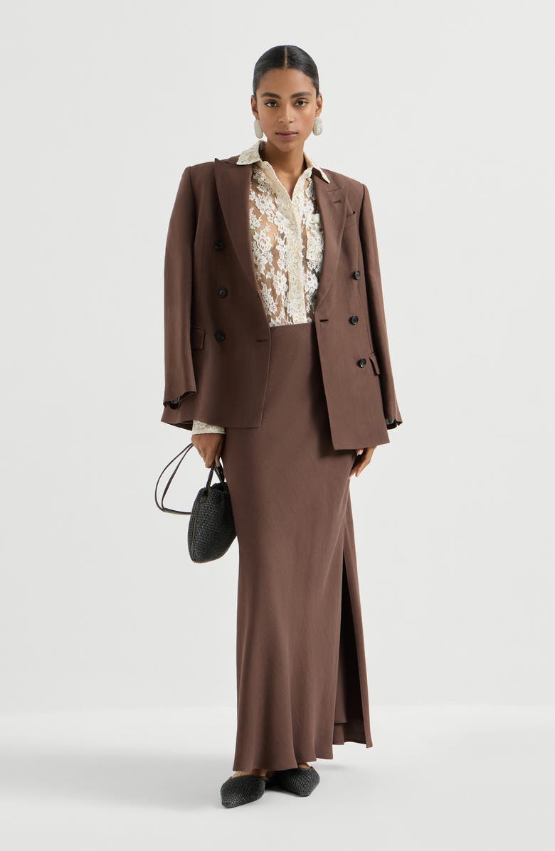 Brunello Cucinelli Bias-cut skirt, Alternate, color, Cocoa