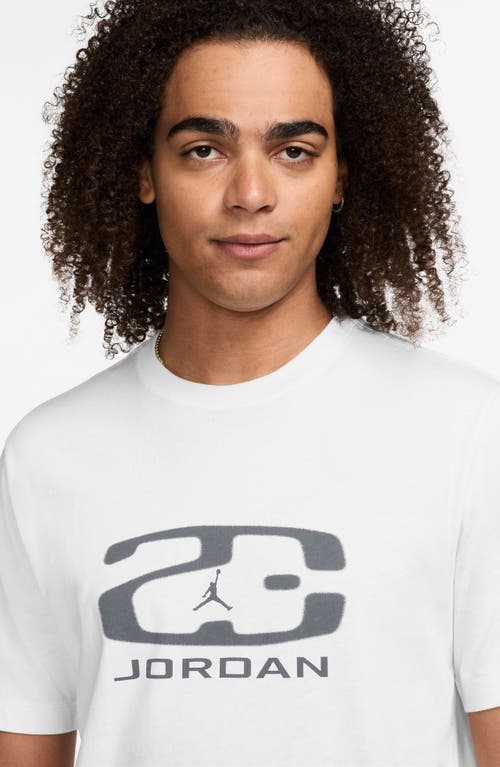 Shop Jordan Essentials Logo Cotton Graphic T-shirt In White/cool Grey