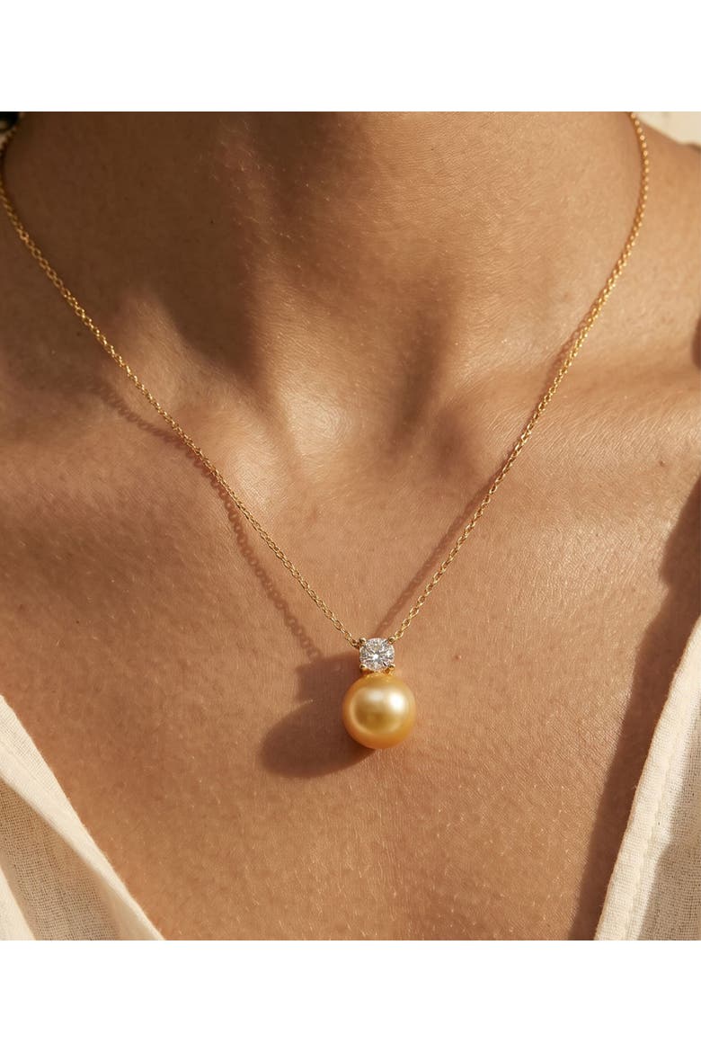 Golden South Sea Pearl & Diamond Ellie Pendant, Alternate, color, Golden Pearl