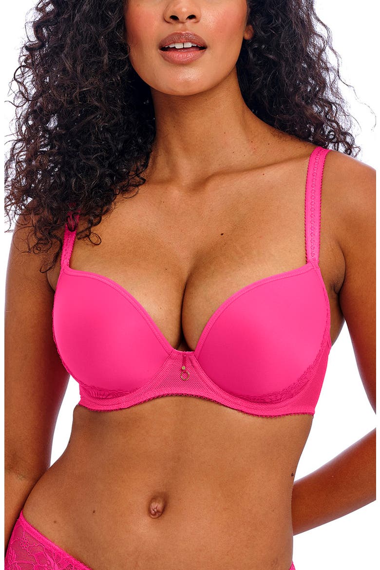 Fascinate Underwire Plunge T-Shirt Bra, Main, color, HOT PINK