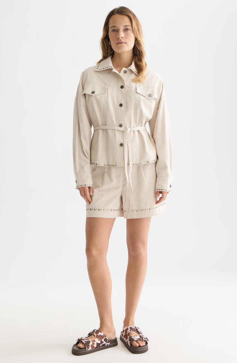 Scotch & Soda Embellished Cotton Trucker Jacket, Alternate, color, Fog