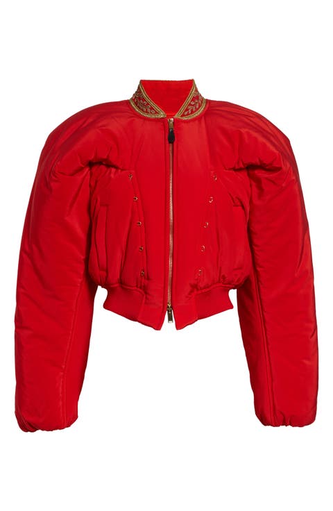 Crop Silk Bomber Jacket