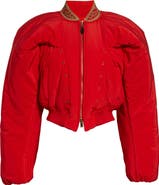 McQueen Crop Silk Bomber Jacket