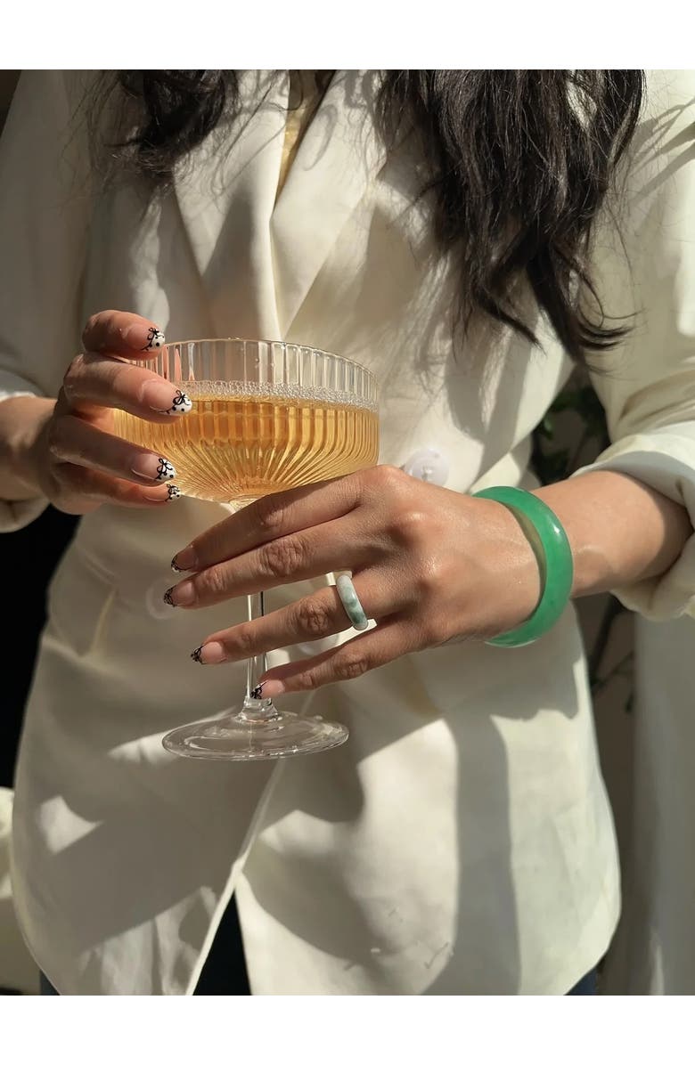 seree Silk Collection Agave Classic Cyan Jade Stone Bangle, Alternate, color, Cyan