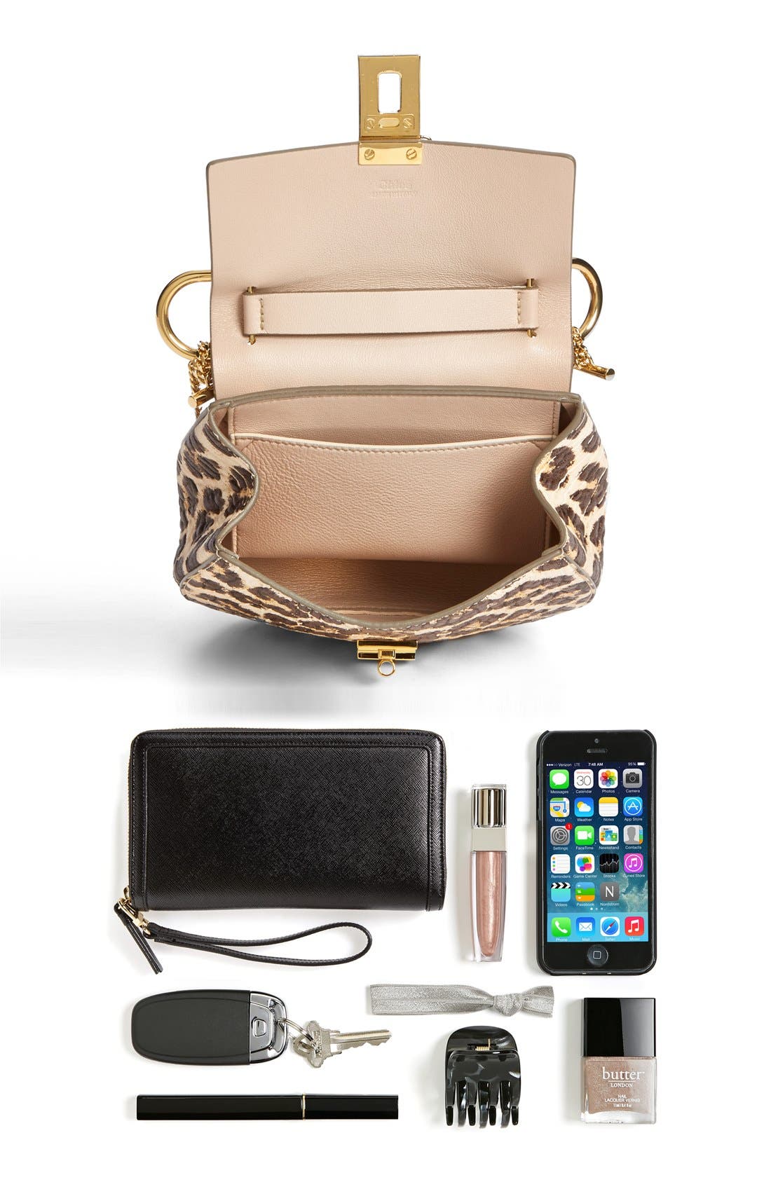 Chloé 'Drew' Leopard Print Leather Shoulder Bag, Alternate, color, 