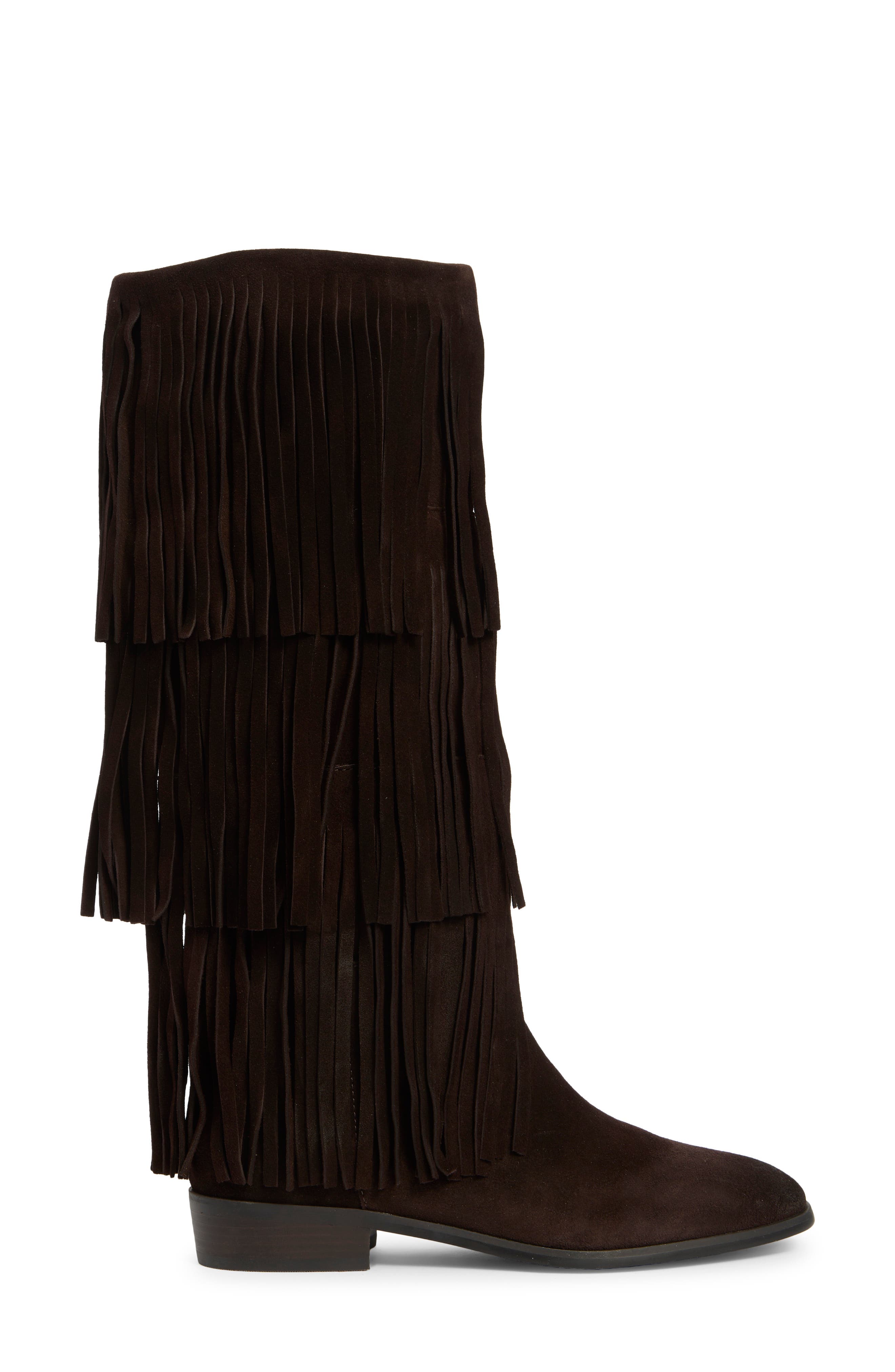 Steve Madden Spur Fringe Boot, Alternate, color, Brown Suede