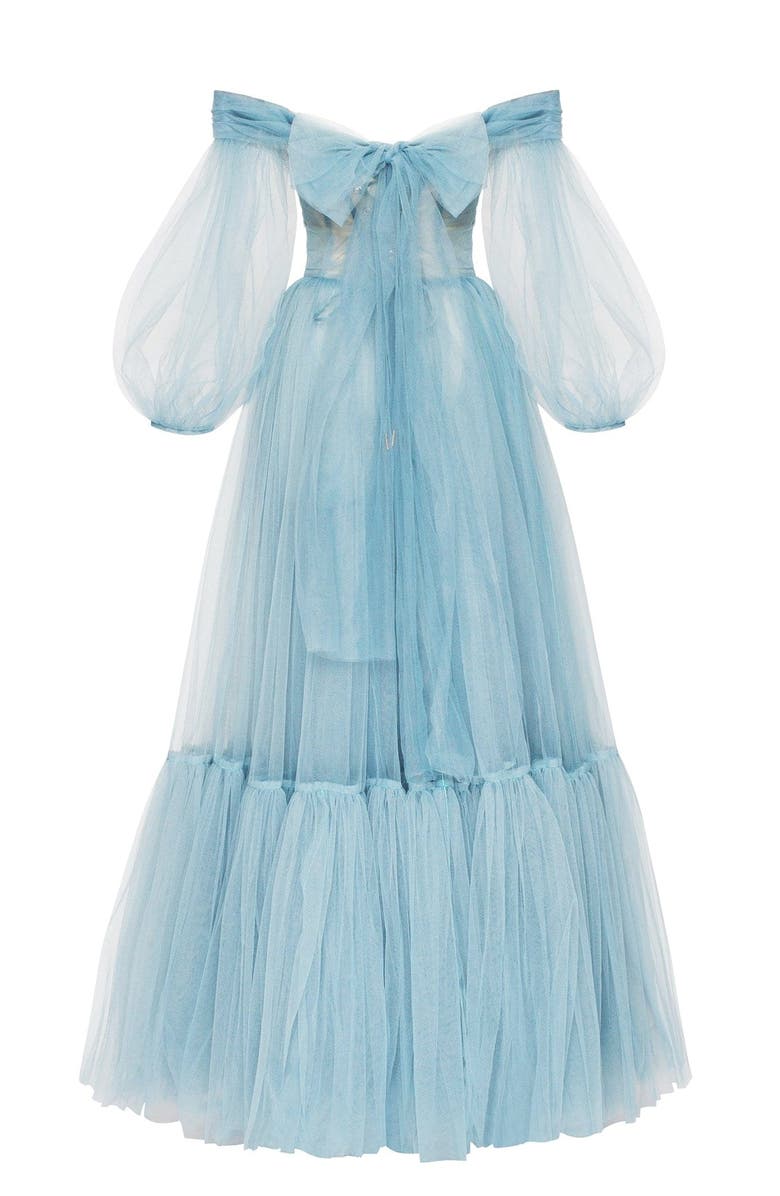 Milla Sheer Sleeves Maxi Tulle Dress, Alternate, color,