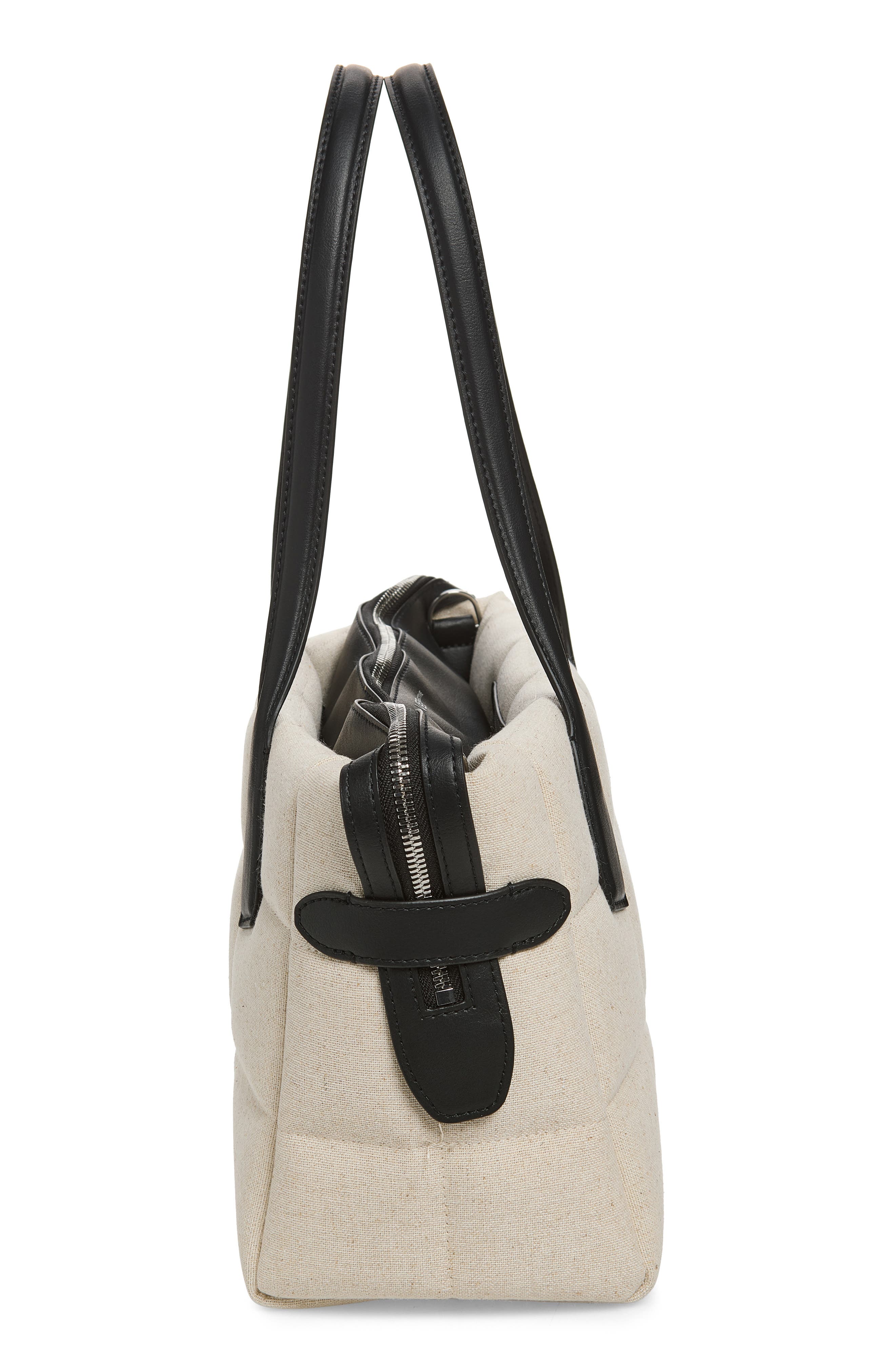 VeeCollective Small Tela Quilted Tote, Alternate, color, Natural Canvas / Black