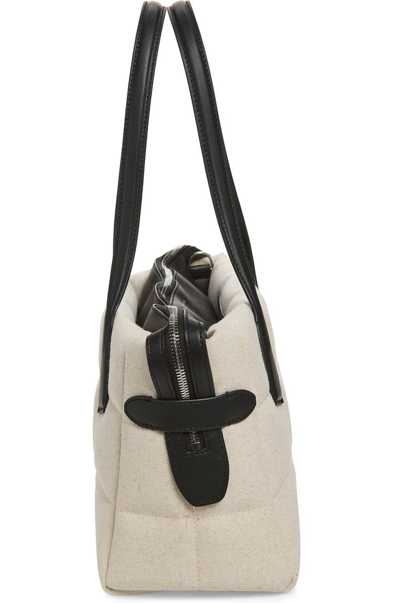 VeeCollective Small Tela Quilted Tote, Alternate, color, Natural Canvas / Black