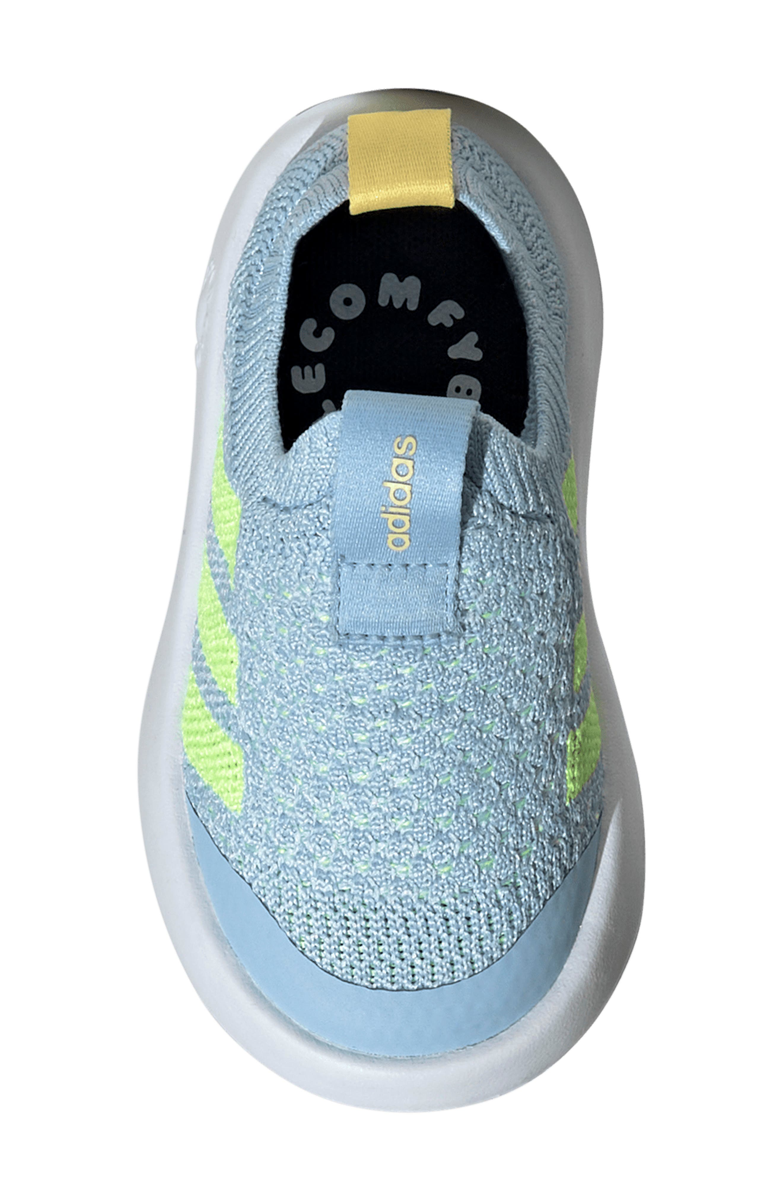 adidas Kids' Bubblecomfy Sneaker, Alternate, color, Clear Sky/ Yellow/ Orange