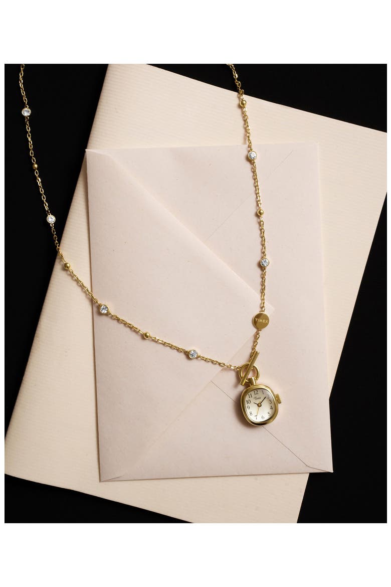 Mini Cavatina Pendant Necklace Watch, 17mm x 25mm, Main, color, GOLD-TONE