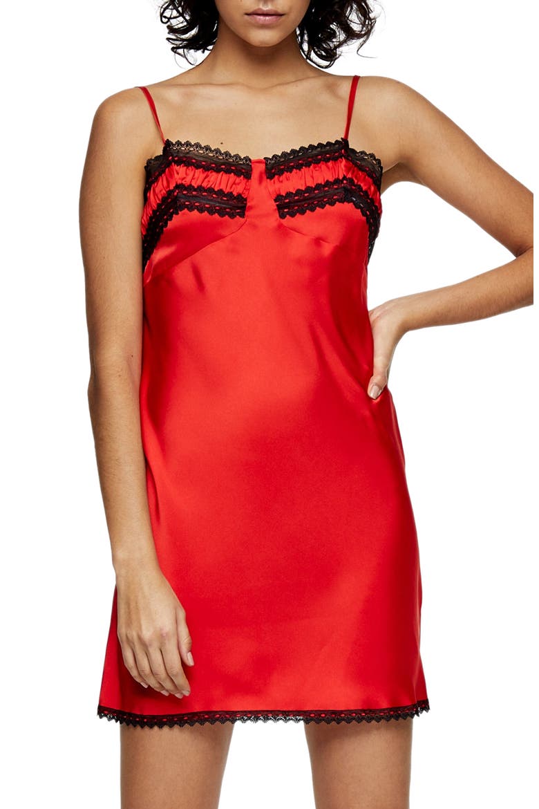 Lace Slipdress, Main, color, RED