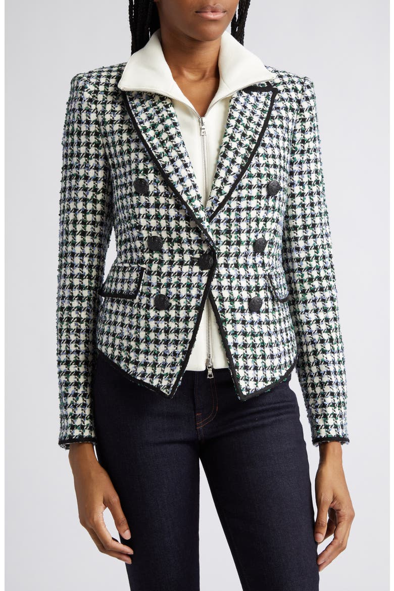 Diego Metallic Check Cotton Blend Tweed Dickey Jacket, Alternate, color, BLUE/ PINEGROVE MULTI